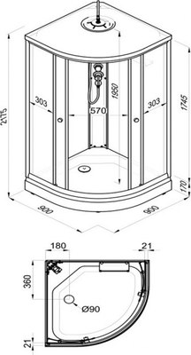 Душевая кабина Maroni Aura New SR90L-LN-DN4