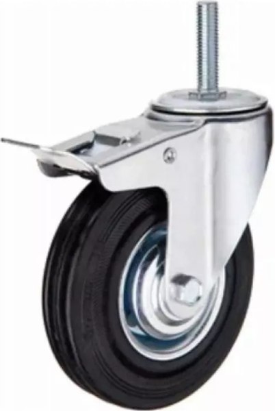 Колесо для тележки складской TOR SCtB 80 200мм резина с болтом и тормозом F / 1027181 - фото