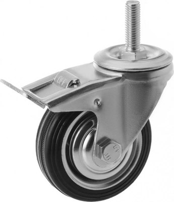 Колесо для тележки складской TOR SCtB 97 85мм резина с болтом и тормозом (F) / 1046156 - фото