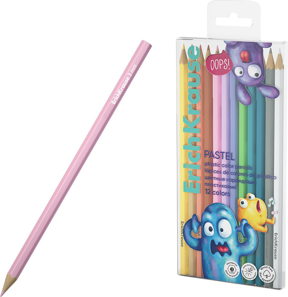 Набор цветных карандашей Erich Krause Jolly Friends Pastel / 61802