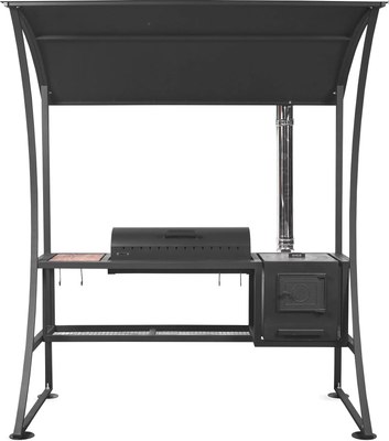 Мангал Grills Барбекю 800 с навесом и печью (5мм) - фото