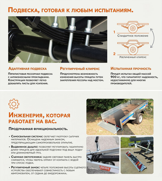 Прицеп для автомобиля Tavials Универсальный ДОН5521 бортовой + лодочный