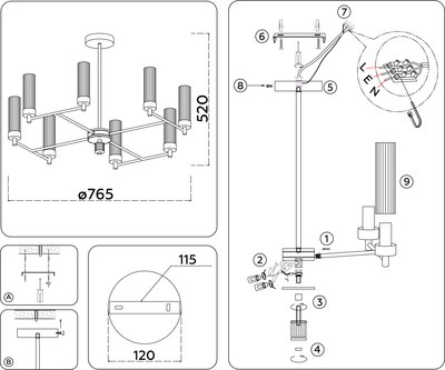 Люстра Ambrella LH55152/8 CH/CL (хром/прозрачный)
