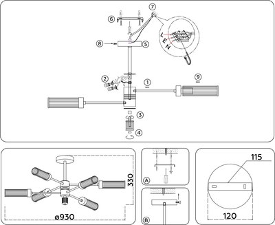 Люстра Ambrella LH55162/8 BS/CL (латунь/прозрачный)