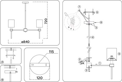 Люстра Ambrella LH72373/7 DBS/WH (темная латунь/белый)