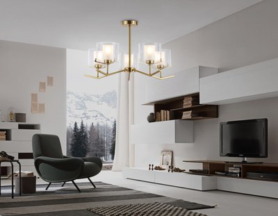 Люстра Ambrella LH57007/5 BS/FR (латунь/белый матовый)