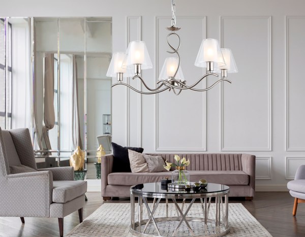 Люстра Ambrella LH57081/5 SN/FR (никель/белый матовый)