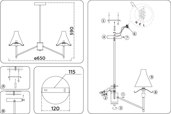 Люстра Ambrella LH57131/3 BS/FR