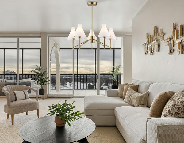 Люстра Ambrella LH57133/5 BS/FR (латунь/белый матовый)