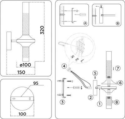 Бра Ambrella LH55355/2 BK/CGD/CL