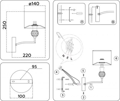 Бра Ambrella LH71135 BS/WH