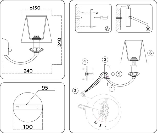 Бра Ambrella LH75027 GD/PI