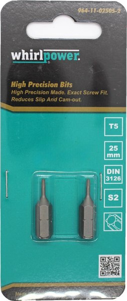 Набор бит WhirlPower 25мм T5 / 38LM1300652 - фото