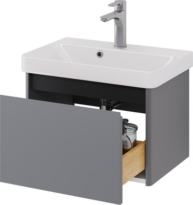 Тумба под умывальник Dreja Luxury 55см Подвесная 1 ящик / 99.2011 (серый базальт)