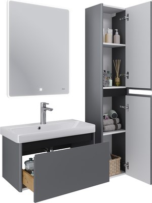 Тумба под умывальник Dreja Luxury 70см Подвесная 1 ящик / 99.2012 (серый базальт)