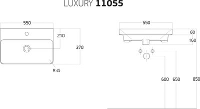 Умывальник Dreja Luxury 55 / 11055-KL