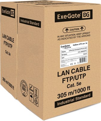 Кабель ExeGate UTP4-C5e-CCA-S26-IN-PVC-GY-305 / EX261518RUS - фото