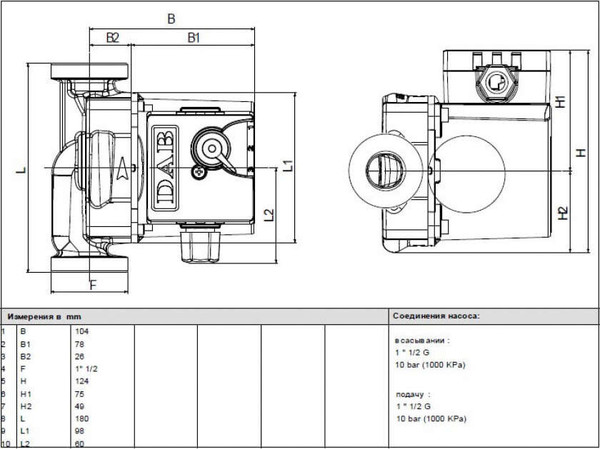 Циркуляционный насос DAB VA 25/180(1