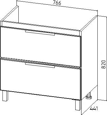 Тумба под умывальник Viant Берлин Moduo 80 / VBER80MDBEL-T2Y