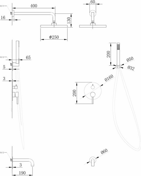 Душевая система со смесителем Abber Wasser Kreis AF8117NG