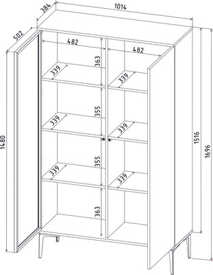 Шкаф с витриной Интерлиния Linea-13