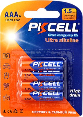 Комплект батареек Pkcell Alkaline AAA LR03 1.5V / LR03-4B - фото