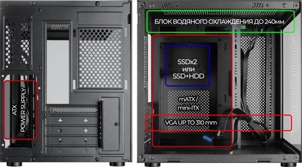Корпус для компьютера Ginzzu V100