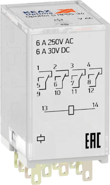 Реле промежуточное КЭАЗ OptiRel G RP55-34-240-6-CO-G/L / 281121 - фото