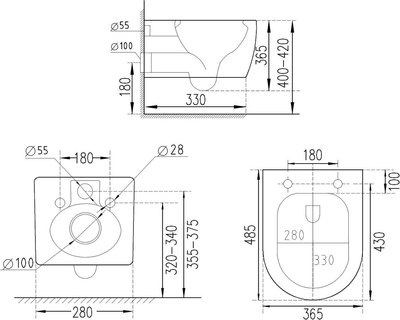 Унитаз подвесной Roxen Antares 530110-01B Rimless Soft Close NC
