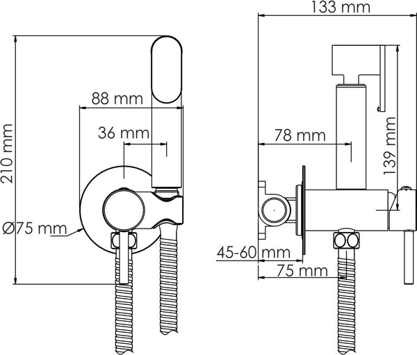 Гигиенический душ со смесителем Wasserkraft A70338