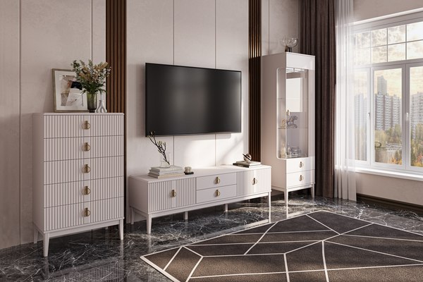 Шкаф с витриной Bravo Мебель Фарго 1-дв. Правый ЛДСП 