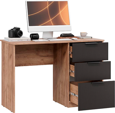 Письменный стол ТриЯ Графит (дуб крафт табачный/холст вулкан)