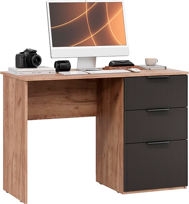 Письменный стол ТриЯ Графит (дуб крафт табачный/холст вулкан)