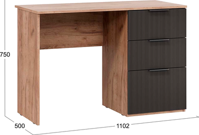 Письменный стол ТриЯ Графит (дуб крафт табачный/холст вулкан)