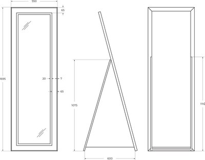 Зеркало BelBagno SPC-KRAFT-555-1700-TCH-PIA-NERO