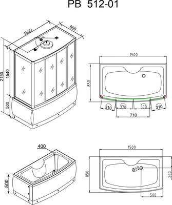 Душевая кабина Grossberg PB 512-1