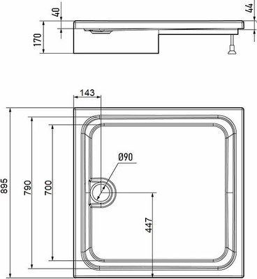 Душевой поддон Erlit Квадратный 90x90x17 / ER9017H-1