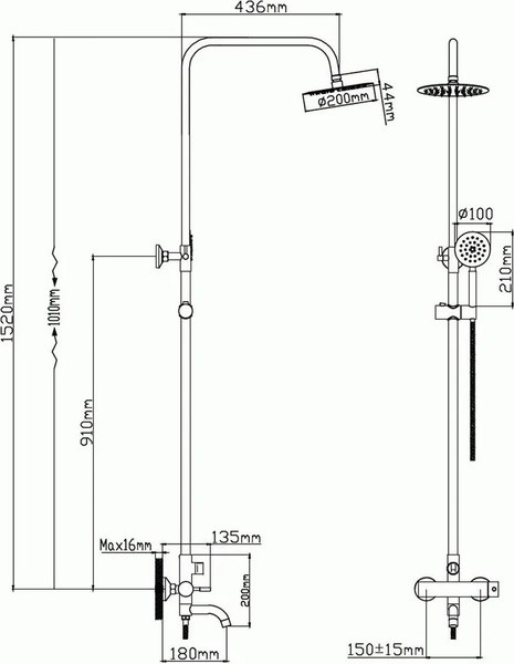 Душевая система со смесителем Diadonna Д65-35005S