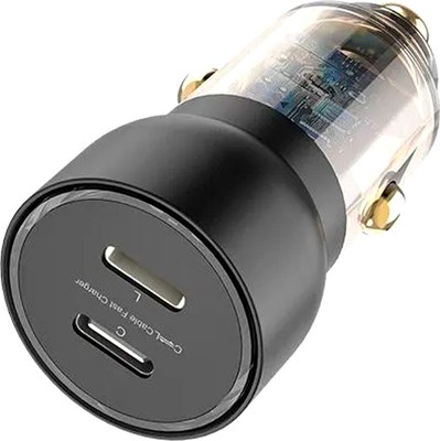 Адаптер питания автомобильный EOFE Type-C + Lightning 30W+30W BK / EOF-F603-BK - фото