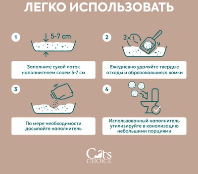 Наполнитель для туалета Cat's choice Комкующийся растительный тофу Кофе