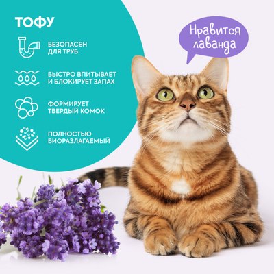 Наполнитель для туалета Cat's choice Комкующийся растительный тофу Лаванда