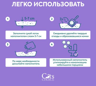 Наполнитель для туалета Cat's choice Комкующийся растительный тофу Лаванда
