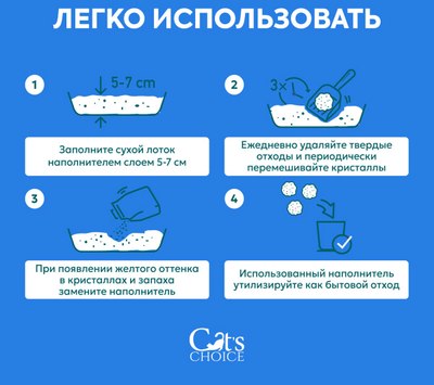 Наполнитель для туалета Cat's choice Впитывающий силикагелевый с синими гранулами