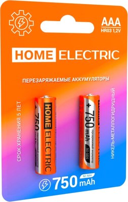 Комплект аккумуляторов Home Electric ААА HR03 750 mAh BP2 - фото
