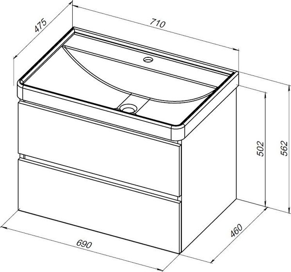 Тумба под умывальник Aquanet Вега 2.0 70 / 337960