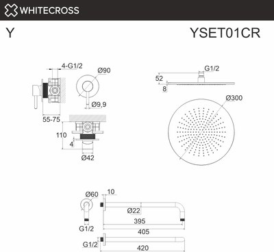 Душевая система со смесителем Whitecross YSET01CR