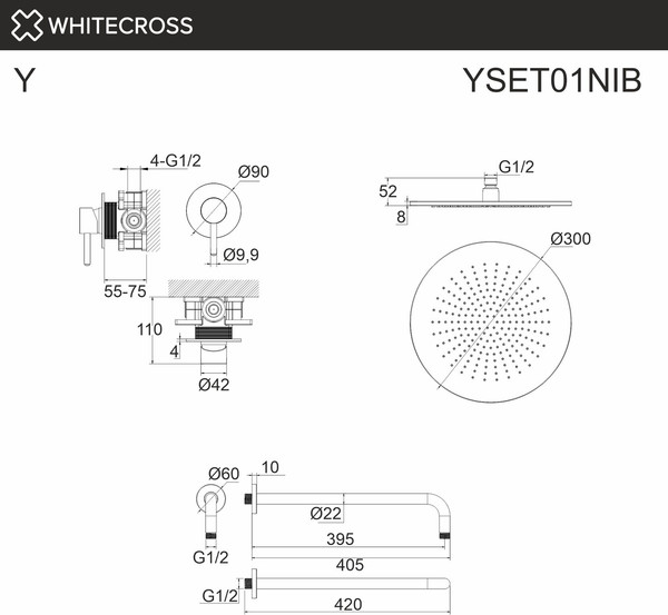 Душевая система со смесителем Whitecross YSET01NIB