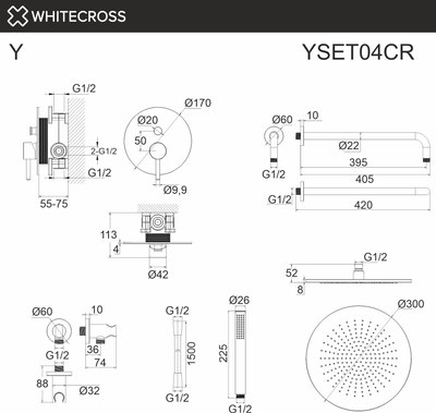 Душевая система со смесителем Whitecross Y YSET04CR