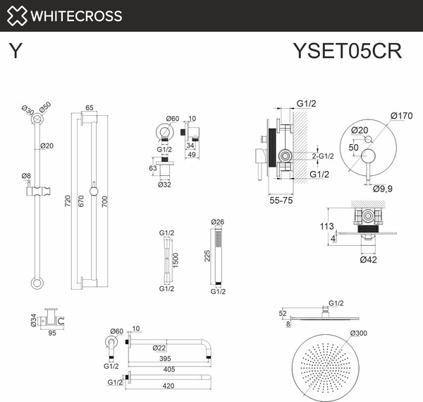 Душевая система со смесителем Whitecross Y YSET05CR