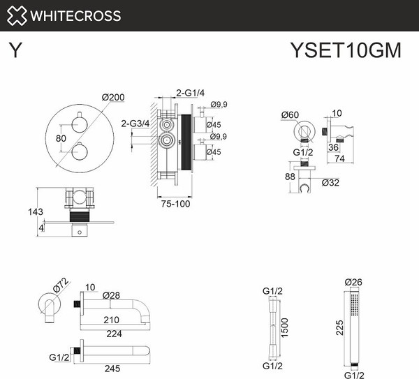 Душевая система со смесителем Whitecross Y YSET10GM